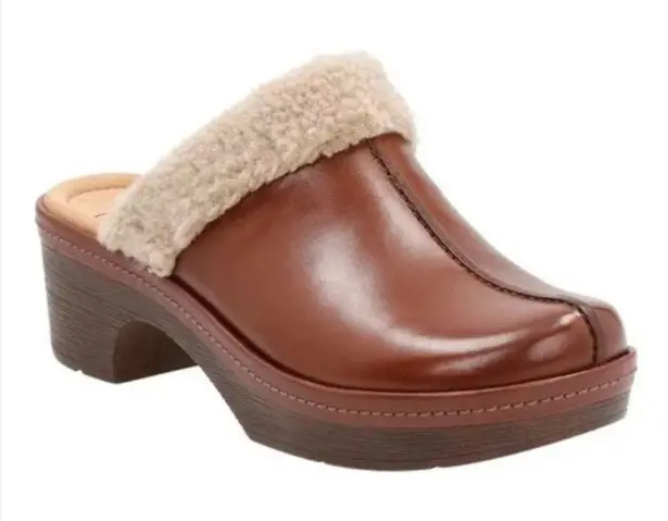 Clarks  Presley Grove clogs leather Sherpa size 10‎ - Image 1