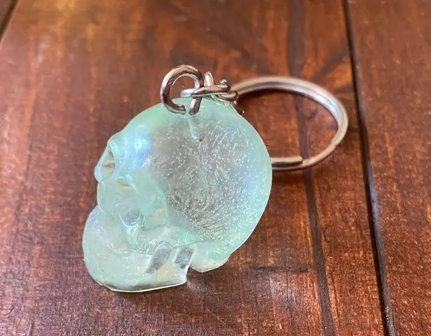 Handmade Resin Clear Light Green Skull 3” Keychain Gothic Backpack Bag Charm NEW