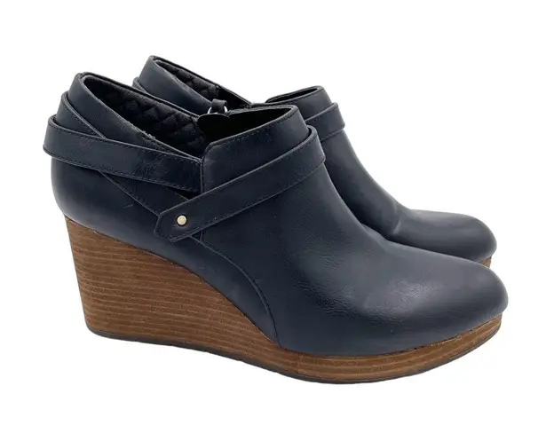 Dr. Scholl's What's Good Wedge Ankle Boots Women's Size 9.5 Black Faux Leather