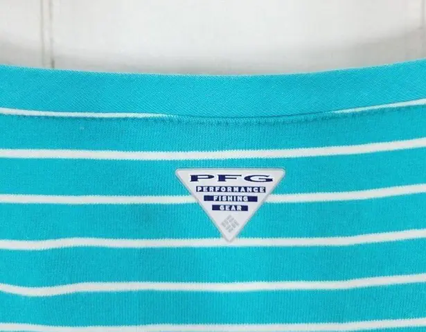 Columbia  Womens PFG Omni-Wick Blue & White Striped Short Sleeve T-Shirt Small