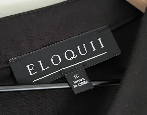 Eloquii NWT Knee Length Open Shoulder Long Sleeve A Line Dress Black Size 16