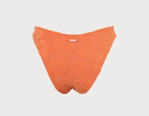 BERLOOK Floral Jacquard High Cut BIKINI BOTTOM ONLY 16 Orange Size M
