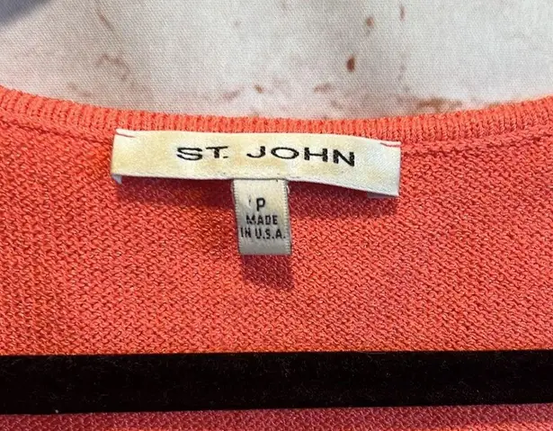 St. John Shirt Womens Petite Pink Coral Sweater Tank Top Wide Scoop Neck