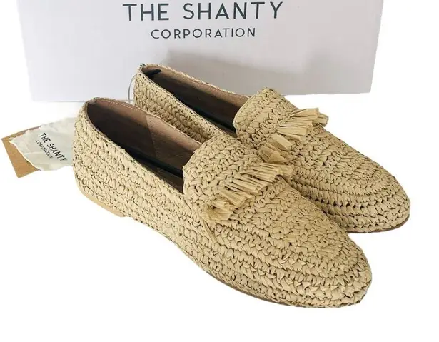 NEW Moroccan Raffia MIAMI LOAFERS SHOES Women's 40, 9 Natural Slip On Moccasin Tan