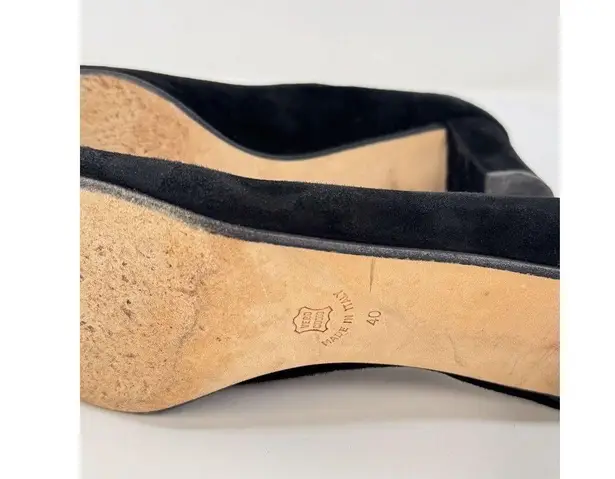 Ann Mashburn Womens Buckle Heels Black Suede Court Square EU40 US 9.5