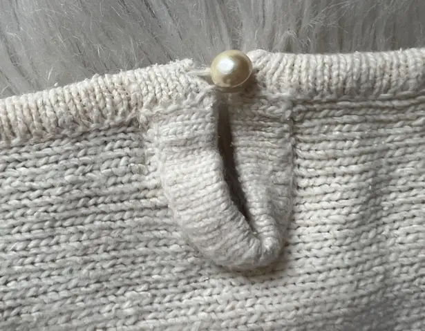 Vintage Cream Bow Embellished Sweater White Size M