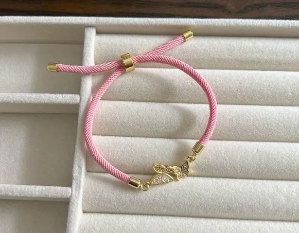 Handmade Braided Cord Bracelet with Butterfly Connector