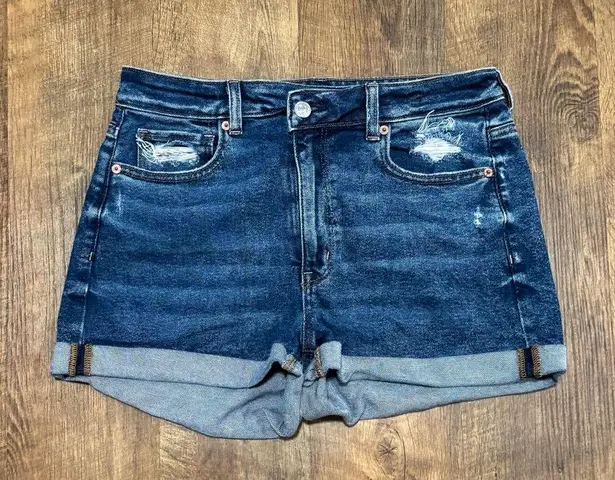 American Eagle NWOT  Crossover Denim Mom Shorts Sz 6 Dark Wash Stretch - Image 3