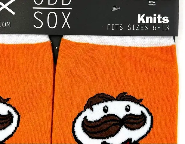 Odd Sox Pringles Cheddar Cheese Crew Socks Mens Womens Orange Fun Novelty Gift