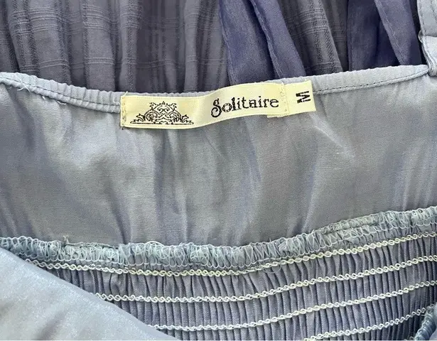 Solitaire Crochet Top Smocked Ombré Tiered Ruffle Dress Boho Chic, Sz M