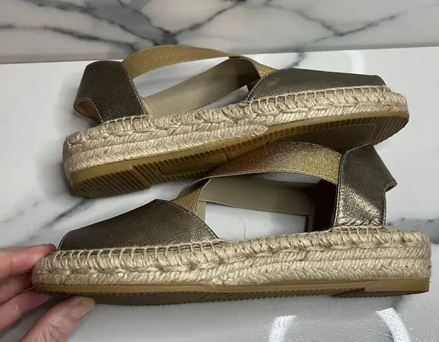 Kanna | Women's Gold Metallic Beachy Strappy Espadrille Sandal Sz 37 Sz 6.5