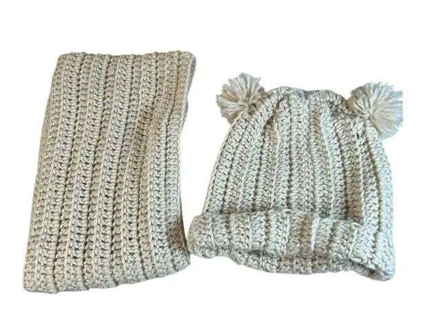 Handmade Bright Beige/ cream Crochet Hat & Scarf Set – Cozy & Stylish adult size