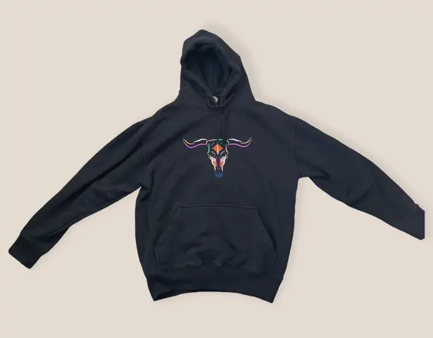 Head Kings Sportswear heavyweight Black Rainbow Embroidered Bulls Western Hoodie