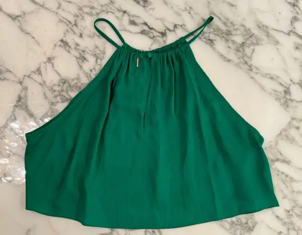 MISA Los Angeles NWT Kelly Green Saana Halter Neck Chiffon Crop Top M