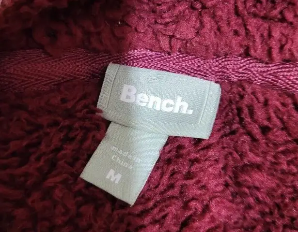 Bench  Burgundy Sherpa Fleece Lined Full Zip Hoody - Size Medium