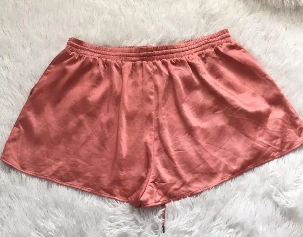 Camila Coelho Estella Lustrous Satin elastic waistband Short Rust/pink size XL