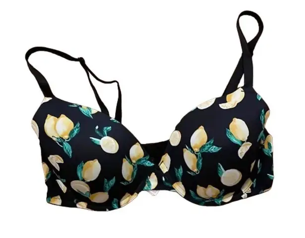 Pink Victoria's Secret Black Lemon Padded Underwire Bra Size 36D