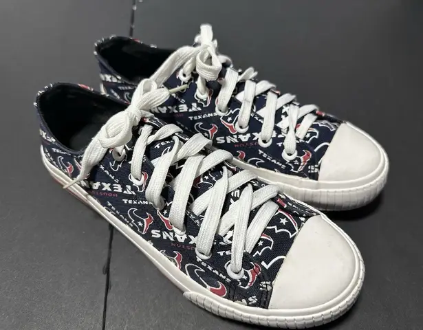 Houston Texans Women's Low Top Repeat Print Canvas Shoe Size 9 Blue