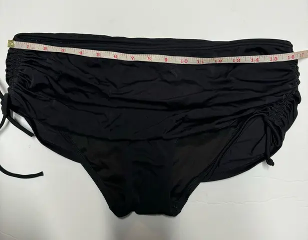 Victoria's Secret  Solid Black Ruched Skirted Tie Side Bikini Bottom Size Large