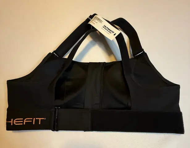 SHEFIT NWT Ultimate Sports Bra Black Front Zip Adjustable Straps Racerback Sz M Size M