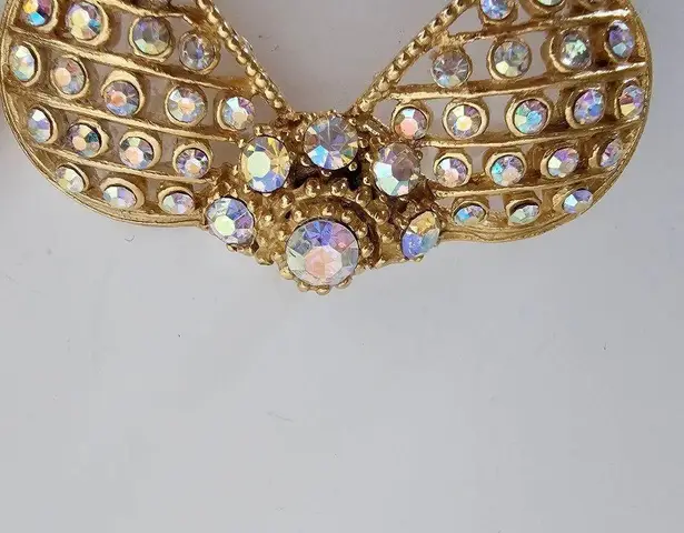 Vintage 90s Maximalist Shoe Clips Aurora Borealis Bow Butterfly Bug Rhinestones Blue