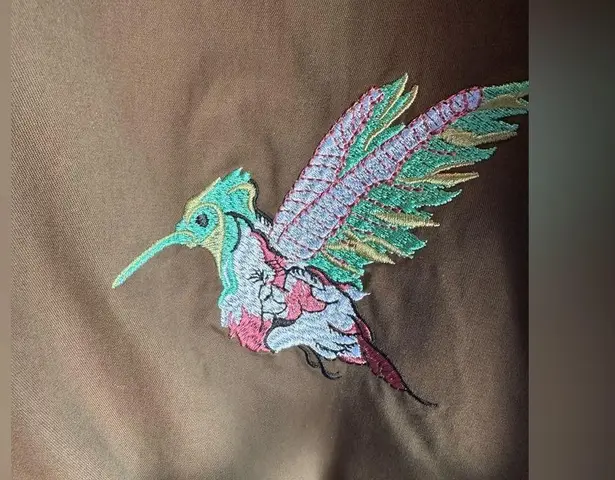 Sheryl Crow Embroidered Jacket~Be Myself~Hummingbirds Plus Suze 2X Short Trench Green
