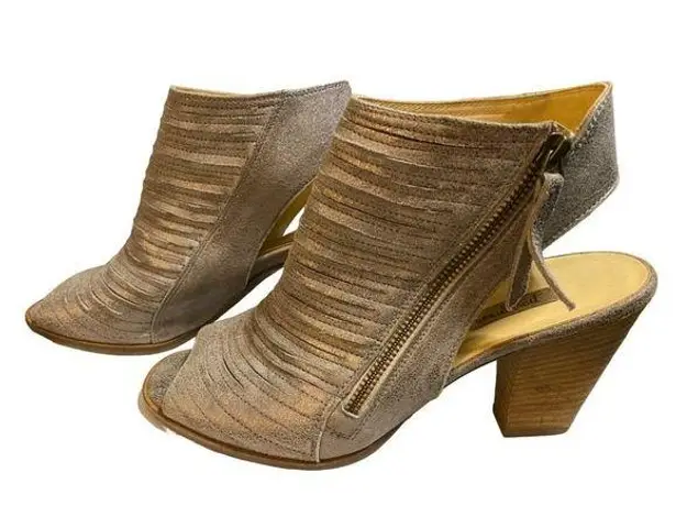 Paul Green  Cayanne‎ Leather Metallic Smoke Peep Toe Sandal Bootie Size 6.5