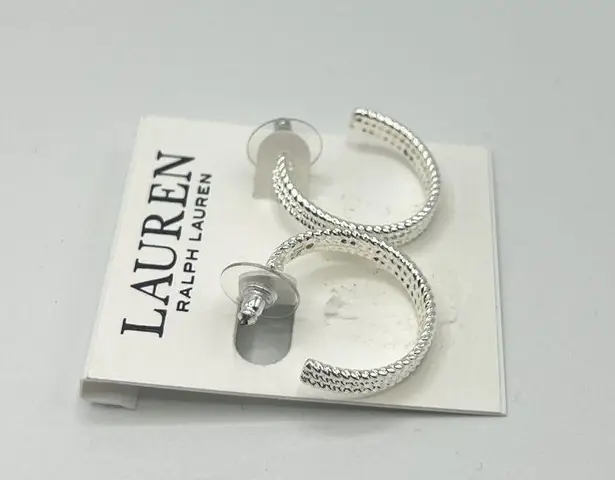 Ralph Lauren Lauren  Large Rope Hoop Earrings in Silver MSRP $35 NWT