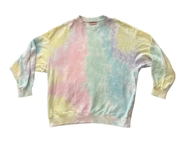 Show Me Your Mumu  Boyfriend Tie Dye Sweatshirt Rainbow Pastel small