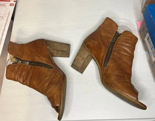 Paul Green Soft Leather Peep Toe Heeled Booties