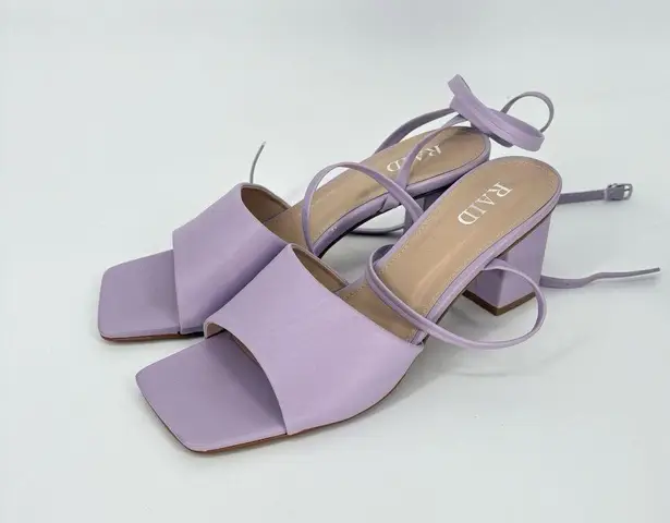 Asos Raid Naya Tie Ankle Mid Heeled Sandals In Lilac US 7 Purple