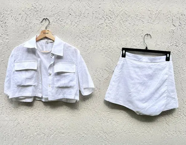 3 piece set Parentezi Valerie Crop Top w/ Tank Dania Skort Set White Women XS