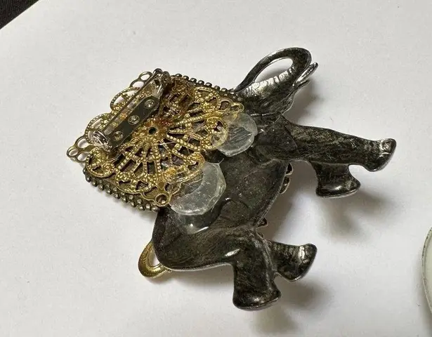 Lot Of 3 Beautiful Rhinestone Elephant Brooch Pins