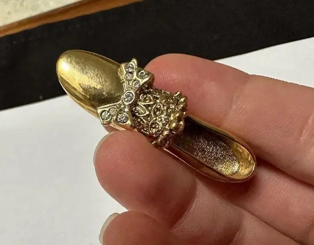 Lot Of 2 1928 (Brand Patterned) Rhinestone Gold Tone Brooch Pins