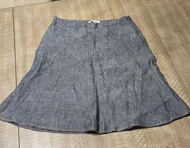 CAbi  denim skirt with fun thick stitching throughout