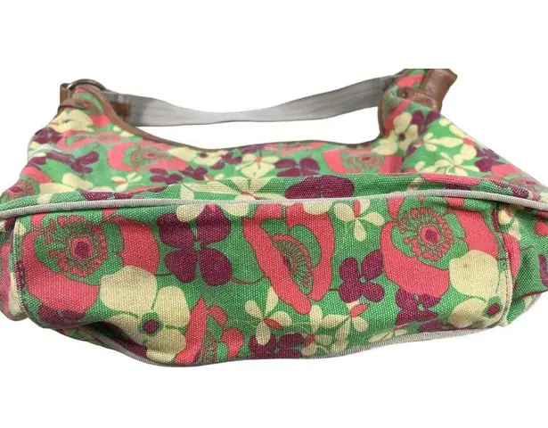 Levi's Levi’s Green Floral 70s Inspired Retro Groovy Bright Color Top Handle Bag Purse