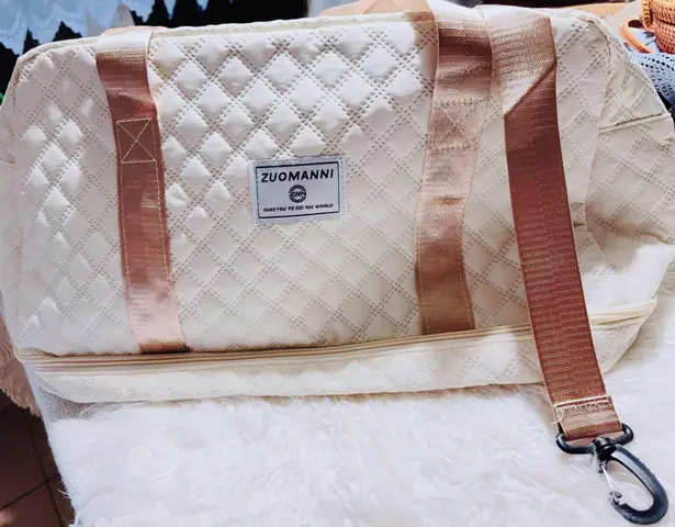 Large Quilted Travel Bag Tan