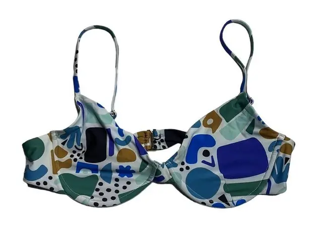 Beach Riot NWOT  Camilla Bikini Top Abstract Blue Print size XL