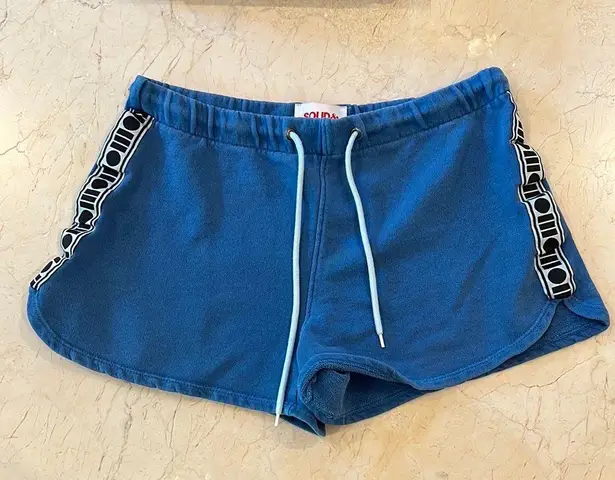 Solid & Striped Blue Drawstring Shorts