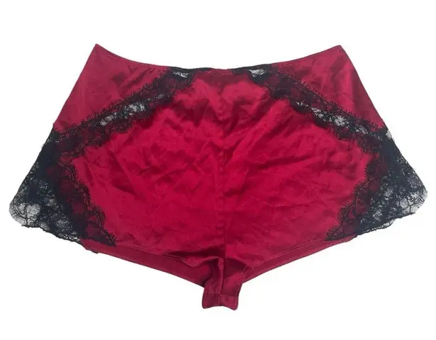 new Kiki De Montparnasse ♕ Lace Inset Stretch Silk PJs Boy Shorts ♕ Red Black ♕ Size L