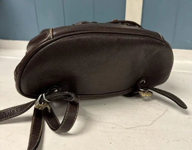 Y2K KATANA Paris Vintage Brown Genuine Leather Backpack Handbag Purse 12” X 9”