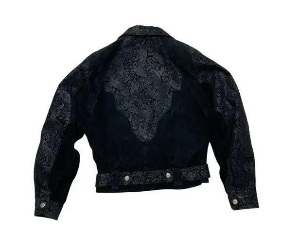 Vintage Wilsons Jacket Womens Sm Black Leather Crop Festival Y2K Western Cowgirl