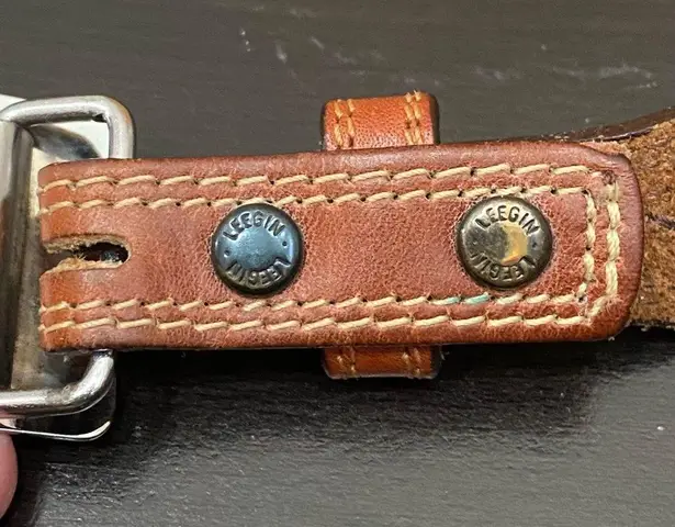 Jordache Vintage Brown Genuine Leegin Leather w/ Roadrunner Buckle Belt Size 26