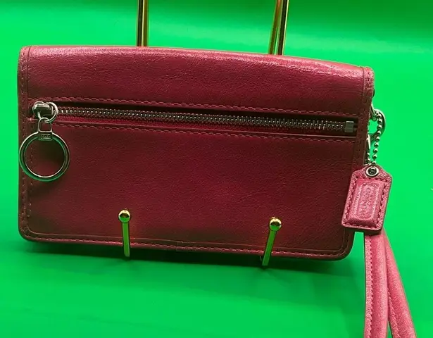 Coach A very rare POPPY Pink leather  vintage Y2K Double Zip beautiful WALLET