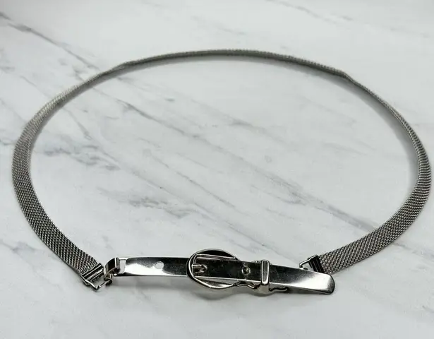 Silver Tone Skinny Metal Mesh Chain Belt Y2K Small (S) ✨