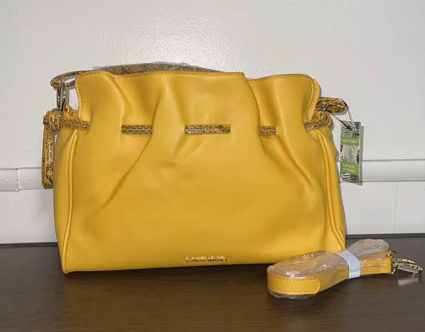 Badgley Mischka NWTs Yellow Buttery Soft Handbag/Crossbody w/Snakeskin Handle