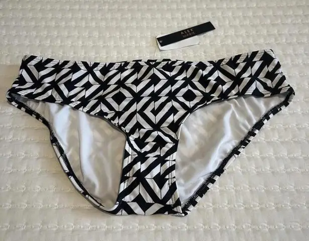 Alex Marie Geo Black & White Mid Waist Bikini Bottom Swim Size 12