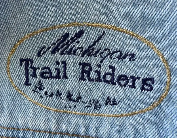 Most Wanted Michigan Trail Riders Jean Jacket Embroidered Horse Cotton Unisex L Blue Size L