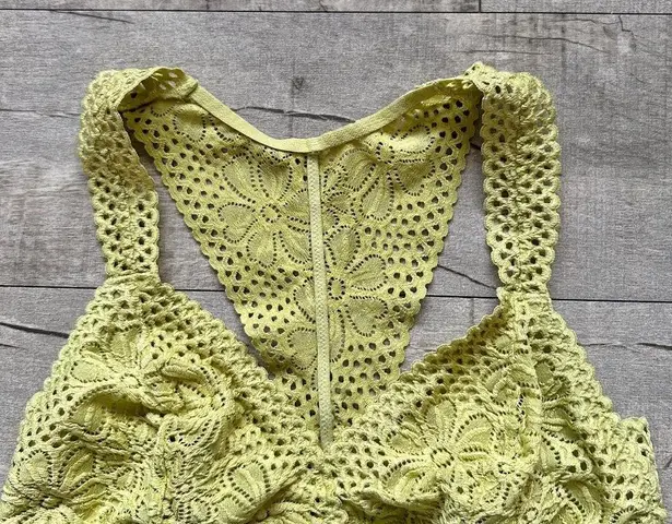 Aerie Crochet Lace Lime Green Yellow Longline Racerback Festival Bralette M