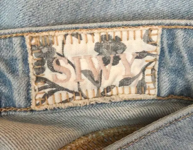 Siwy Hannah Skinny Light Wash Embroidered Quote Distressed Jeans 7 Day Weekend Size 27